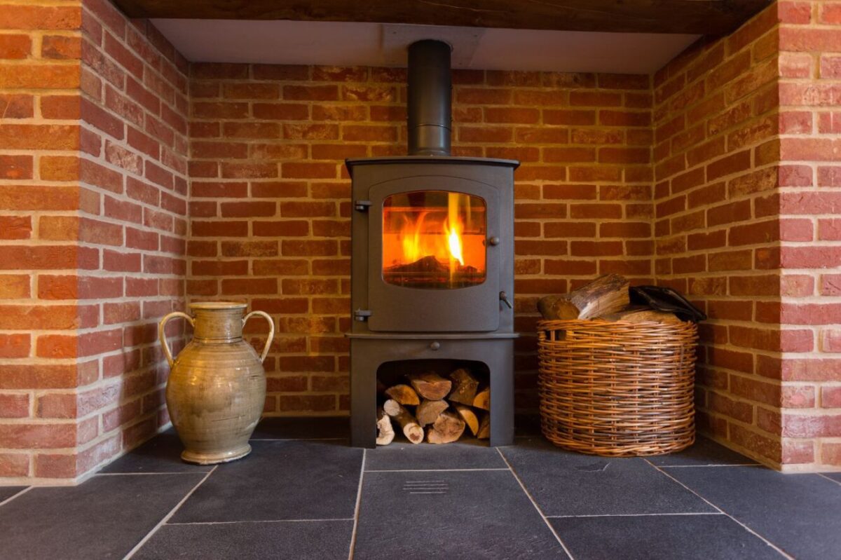 Brick fireplace installation in a Gold Coast home