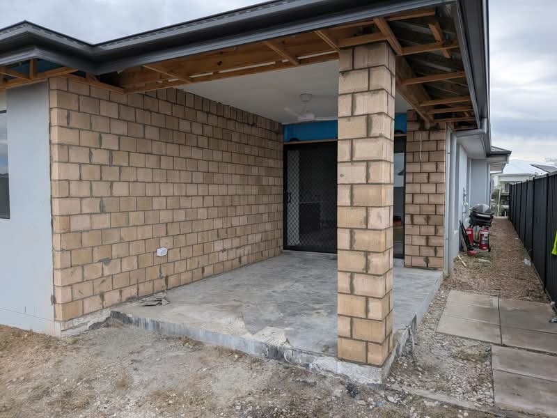 Blockwork and brick pier at a covered entry on the Gold Coast