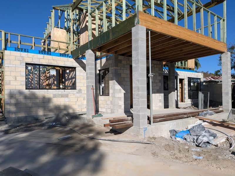Brick piers and blockwork under a raised Gold Coast home