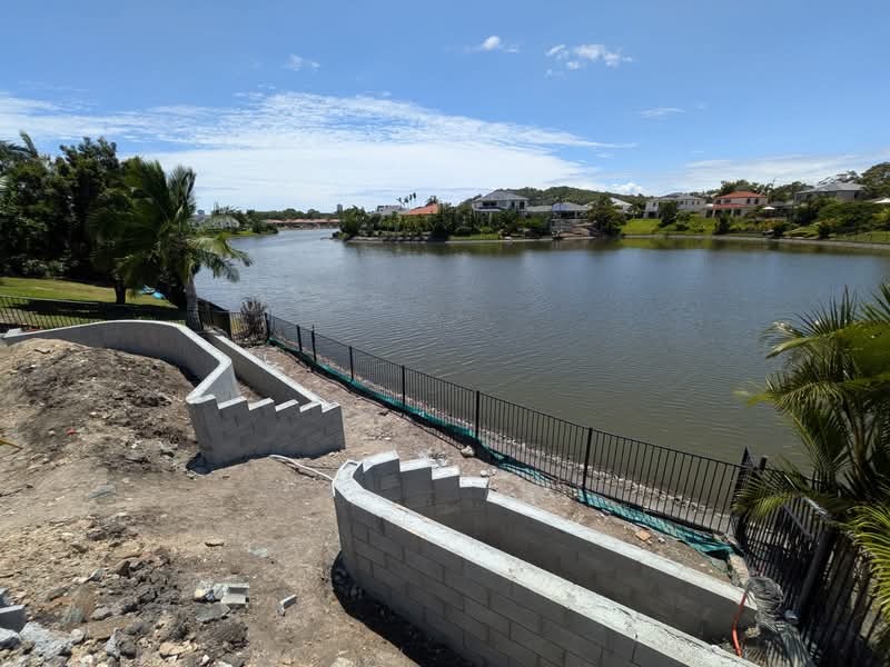 Rendered retaining wall along a Gold Coast waterfront